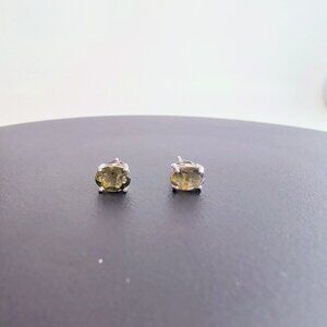 Natural Moldavite Stud Earrings 925 Sterling Silver